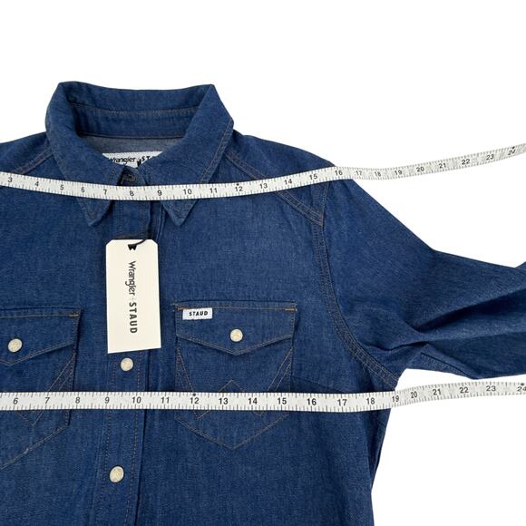 STAUD + WRANGLER The Western Shirt in Dark Rinse M - Picture 8 of 10